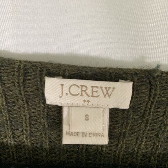J. Crew Merino Wool Blend Sweater Women's Small Green Knit Ribbed Vneck Pullover - Picture 3 of 8